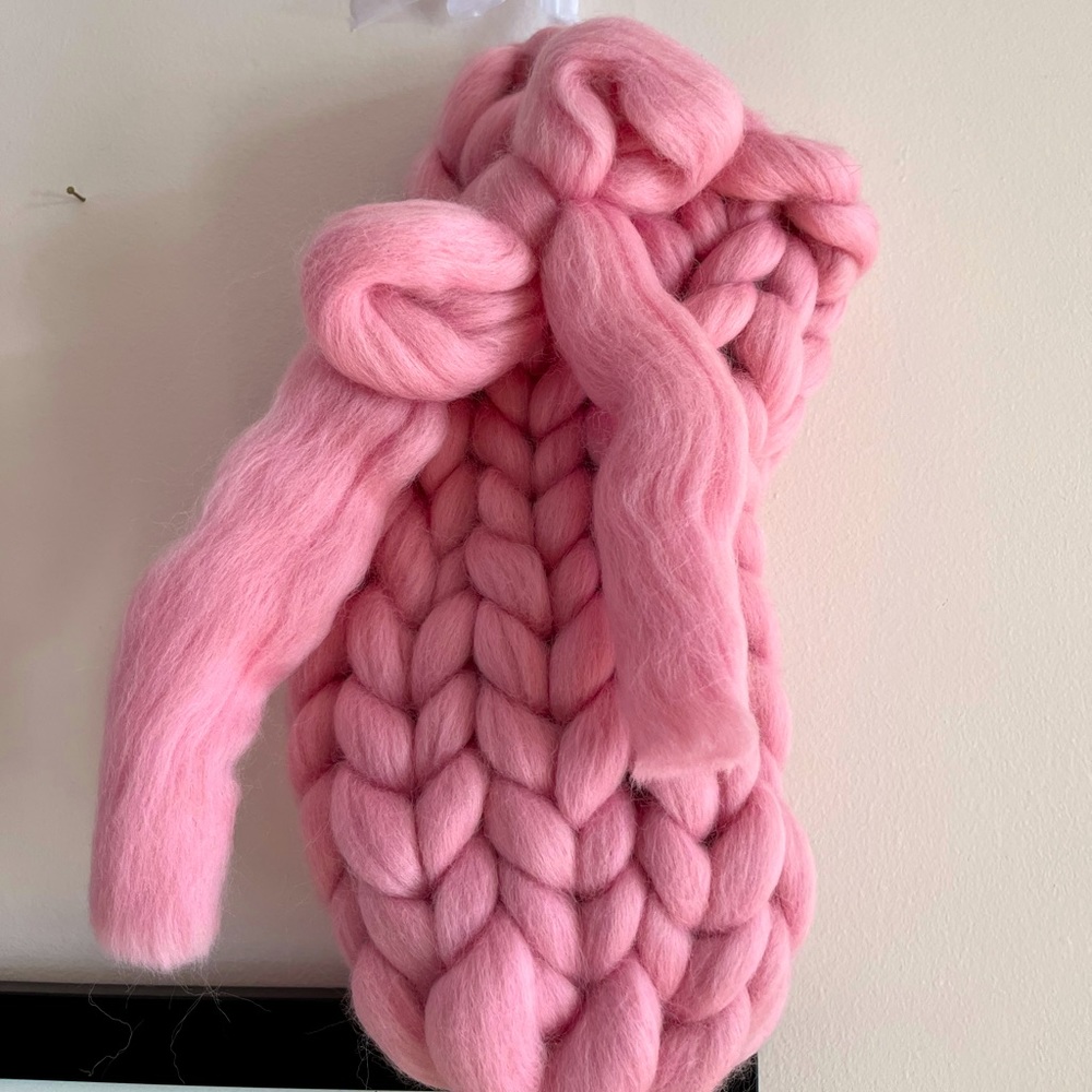 Handmade pink chunky knit stocking New 💖